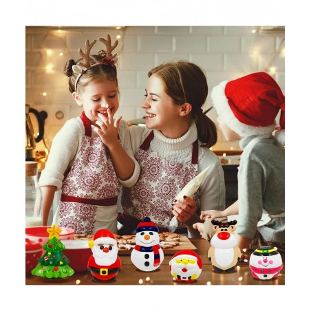 6Pcs Squishiess Toy Jumbo Slow Rising Santa Snowman Christmas Tree Elk for Christmas Party Favors Classroom Prizes Birthday G...