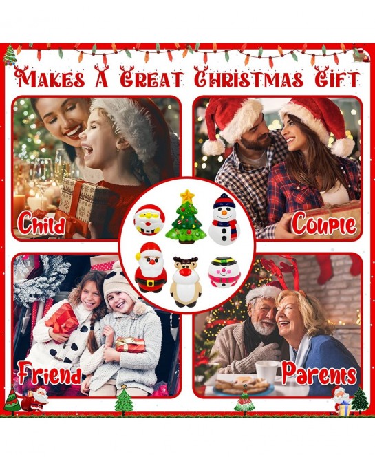 6Pcs Squishiess Toy Jumbo Slow Rising Santa Snowman Christmas Tree Elk for Christmas Party Favors Classroom Prizes Birthday G...