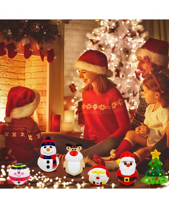 6Pcs Squishiess Toy Jumbo Slow Rising Santa Snowman Christmas Tree Elk for Christmas Party Favors Classroom Prizes Birthday G...
