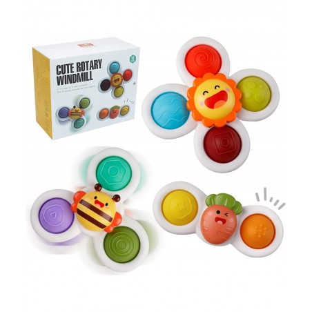 Suction Cup Spinner Toys: 3PCS Kids Spinning Top Toys Baby Dimple Toy Sensory Toys Fidget Spinners Suction Cup Babies Bath To...