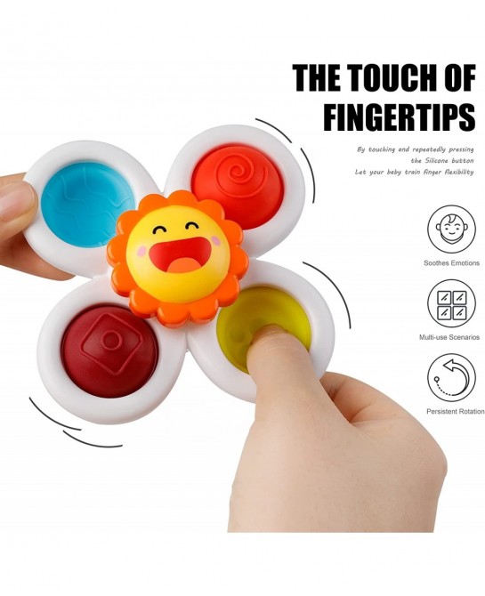 Suction Cup Spinner Toys: 3PCS Kids Spinning Top Toys Baby Dimple Toy Sensory Toys Fidget Spinners Suction Cup Babies Bath To...