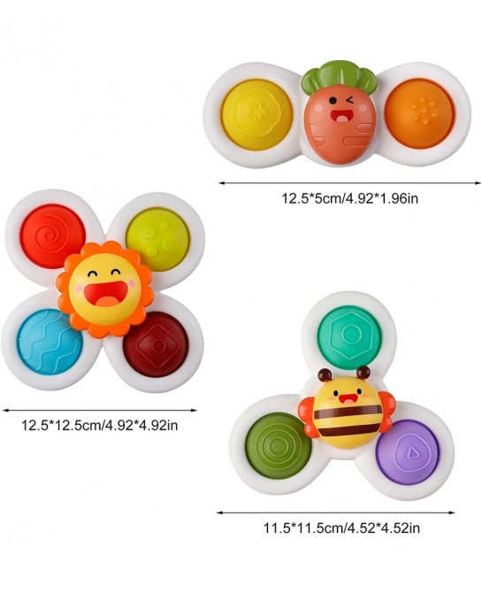 Suction Cup Spinner Toys: 3PCS Kids Spinning Top Toys Baby Dimple Toy Sensory Toys Fidget Spinners Suction Cup Babies Bath To...
