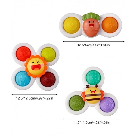 Suction Cup Spinner Toys: 3PCS Kids Spinning Top Toys Baby Dimple Toy Sensory Toys Fidget Spinners Suction Cup Babies Bath To...