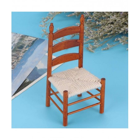 1:12 Wooden Dollhouse Chair Miniature Chair Simulation Portable Vintage for Doll Lovers(Red Brown) $22.36 Dollhouse Accessories