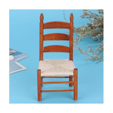 1:12 Wooden Dollhouse Chair Miniature Chair Simulation Portable Vintage for Doll Lovers(Red Brown) $22.36 Dollhouse Accessories