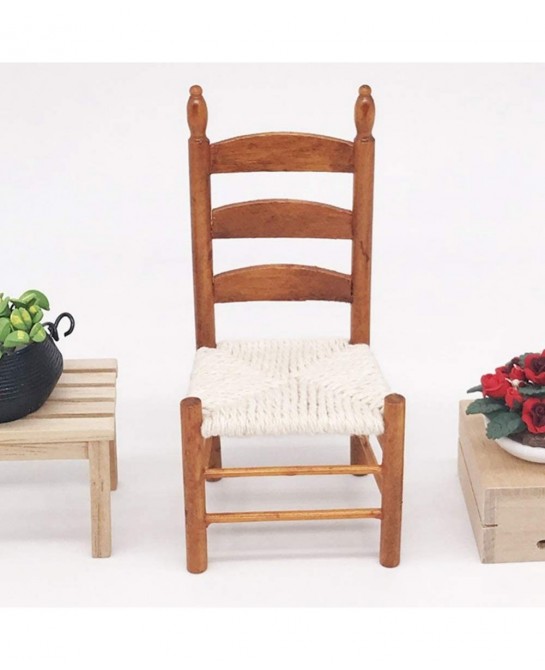 1:12 Wooden Dollhouse Chair Miniature Chair Simulation Portable Vintage for Doll Lovers(Red Brown) $22.36 Dollhouse Accessories
