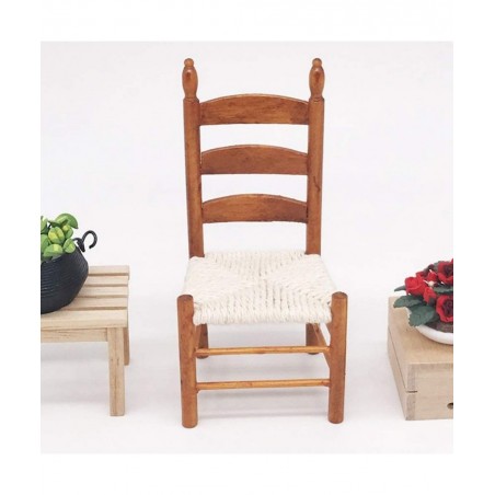 1:12 Wooden Dollhouse Chair Miniature Chair Simulation Portable Vintage for Doll Lovers(Red Brown) $22.36 Dollhouse Accessories