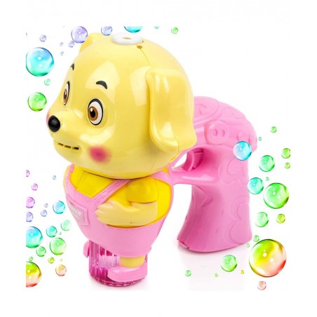Dog Shaped Bubble Blower for Kids Light Up Bubble Blaster Machine Gun with Refill Solution Music and Lights Effect Bubble Sho...