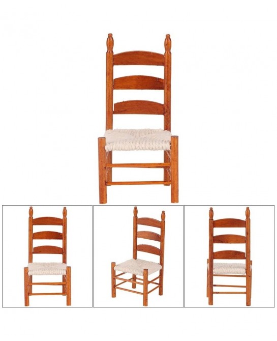 1:12 Wooden Dollhouse Chair Miniature Chair Simulation Portable Vintage for Doll Lovers(Red Brown) $22.36 Dollhouse Accessories