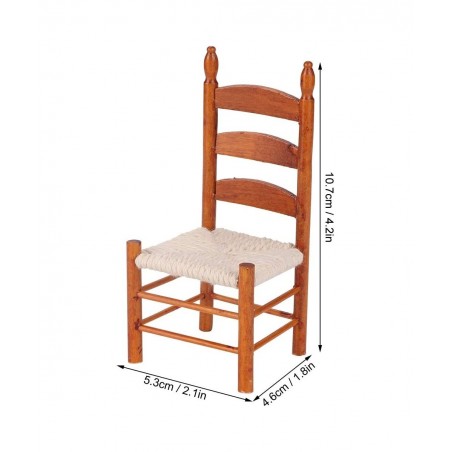 1:12 Wooden Dollhouse Chair Miniature Chair Simulation Portable Vintage for Doll Lovers(Red Brown) $22.36 Dollhouse Accessories