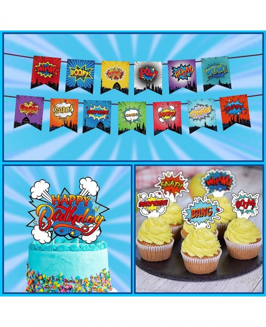 Superhero Birthday Party Supplies Set Plates Napkins Knives Spoons Forks Table Cloth 12 inch Balloons Happy Birthday Banner f...