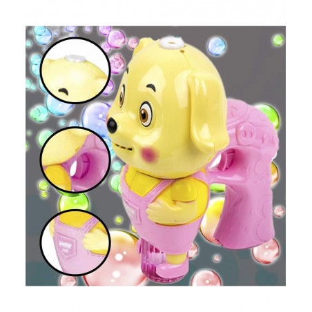 Dog Shaped Bubble Blower for Kids Light Up Bubble Blaster Machine Gun with Refill Solution Music and Lights Effect Bubble Sho...