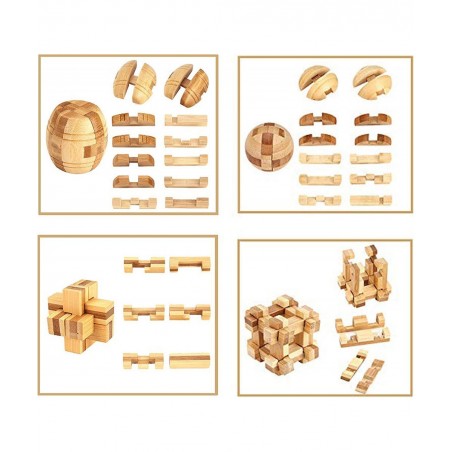 Brain Teaser Puzzle 20Pcs Unlock Interlock Game IQ Test Wooden Toy 3D Unlock Interlock Puzzle Magic Ball Brain Teaser Toy puz...