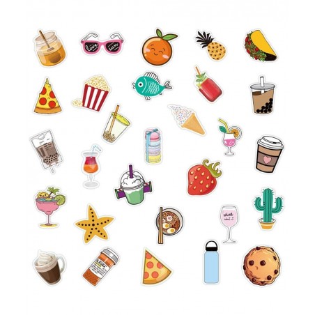 Food Stickers for Hydro Flask 100 Pack Cute Waterproof Vinyl Water Bottles Stickers for Teens Girls $16.68 Kids' Stickers