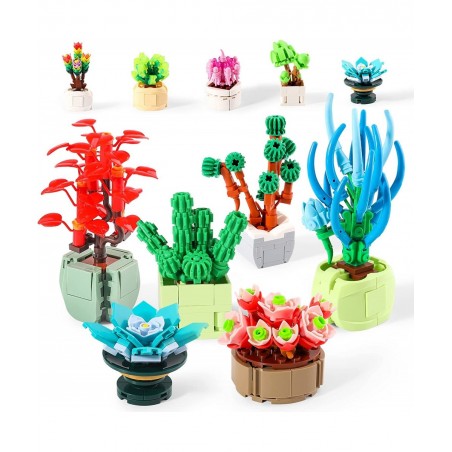 Mini Succulents Surprise Box Toys DIY Simulation Mini Particle Flower Botanical Collection Construction Building Blocks Toy S...