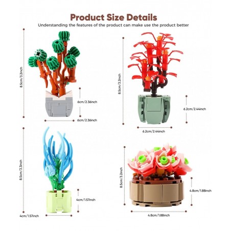 Mini Succulents Surprise Box Toys DIY Simulation Mini Particle Flower Botanical Collection Construction Building Blocks Toy S...