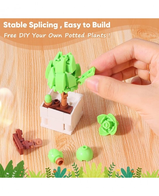Mini Succulents Surprise Box Toys DIY Simulation Mini Particle Flower Botanical Collection Construction Building Blocks Toy S...