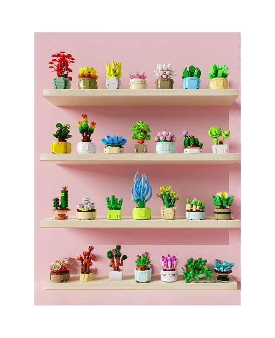 Mini Succulents Surprise Box Toys DIY Simulation Mini Particle Flower Botanical Collection Construction Building Blocks Toy S...