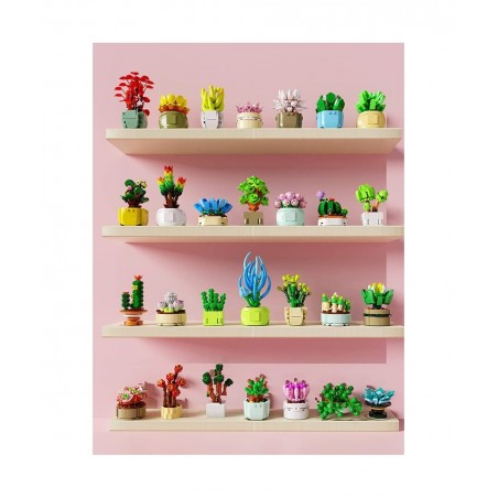 Mini Succulents Surprise Box Toys DIY Simulation Mini Particle Flower Botanical Collection Construction Building Blocks Toy S...