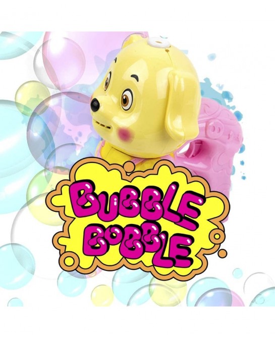 Dog Shaped Bubble Blower for Kids Light Up Bubble Blaster Machine Gun with Refill Solution Music and Lights Effect Bubble Sho...
