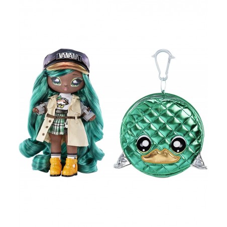 Glam Series 2 Mallory Duckington - Duck-Inspired 7.5" Fashion Doll with Green Hair and Metallic Clip-on Duck Purse 2-in-1 Gif...