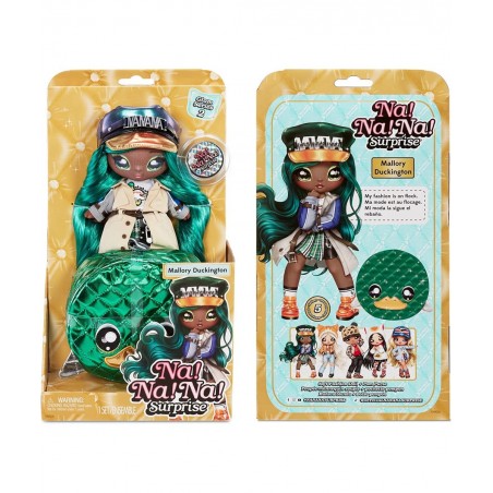 Glam Series 2 Mallory Duckington - Duck-Inspired 7.5" Fashion Doll with Green Hair and Metallic Clip-on Duck Purse 2-in-1 Gif...