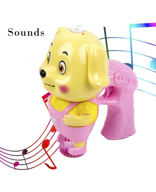 Dog Shaped Bubble Blower for Kids Light Up Bubble Blaster Machine Gun with Refill Solution Music and Lights Effect Bubble Sho...