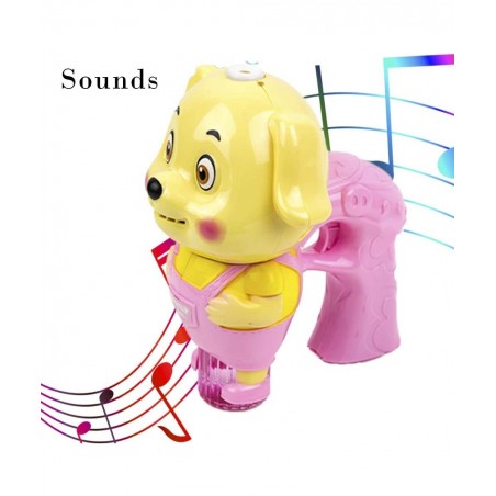 Dog Shaped Bubble Blower for Kids Light Up Bubble Blaster Machine Gun with Refill Solution Music and Lights Effect Bubble Sho...