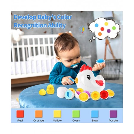 Chicken Toddler Toys - Egg Toys Shape Sorter with 8 Eggs & 2 Chicks | Easter Sensory Learning Fine Motor Skills Toys Gifts fo...