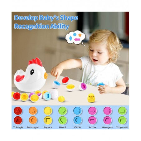 Chicken Toddler Toys - Egg Toys Shape Sorter with 8 Eggs & 2 Chicks | Easter Sensory Learning Fine Motor Skills Toys Gifts fo...