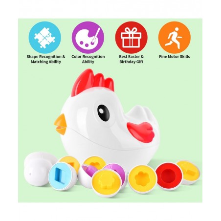 Chicken Toddler Toys - Egg Toys Shape Sorter with 8 Eggs & 2 Chicks | Easter Sensory Learning Fine Motor Skills Toys Gifts fo...