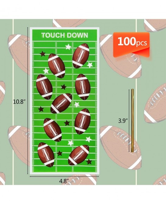 Football Party Cellophane Bags 100 Pcs Treat Candy Cello Bags Football Field Goodie Bags Football Theme Gift Plastic Bags wit...