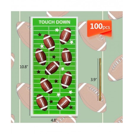 Football Party Cellophane Bags 100 Pcs Treat Candy Cello Bags Football Field Goodie Bags Football Theme Gift Plastic Bags wit...