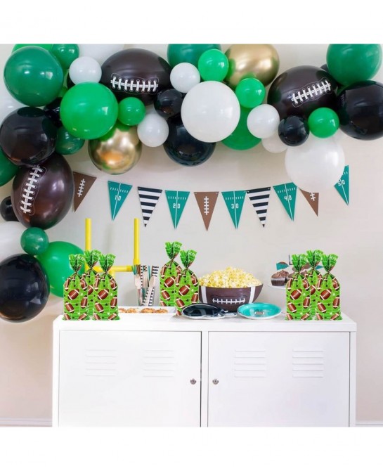 Football Party Cellophane Bags 100 Pcs Treat Candy Cello Bags Football Field Goodie Bags Football Theme Gift Plastic Bags wit...