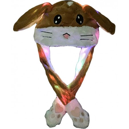 Womens Plush Fun Rabbit Hat Ear Jumping Hat Cute Warm Hats Cap LED Light Cosplay Holiday Party Hats Costume Headwear $24.56 K...