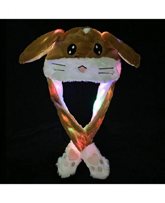 Womens Plush Fun Rabbit Hat Ear Jumping Hat Cute Warm Hats Cap LED Light Cosplay Holiday Party Hats Costume Headwear $24.56 K...