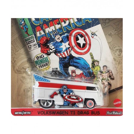 Volkswagen T1 Drag Bus [White] Captain America 1/5 $34.85 Kids' Play Buses