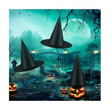 Halloween Witch Hat Lights Halloween Light up Decorations Floating Witch Hats with Tea Light and 3D Bats halloween Wall Decor...