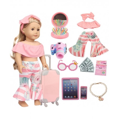 A Set of 18 inch Doll clotheing and Accessories Suitable for 18 inch American Dolls Including Doll Clothes suitcases Magic Ma...