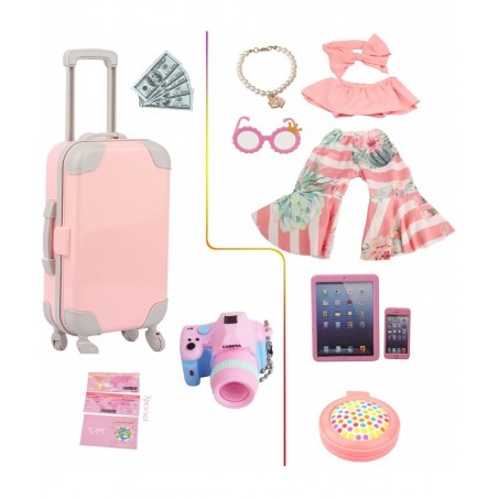 A Set of 18 inch Doll clotheing and Accessories Suitable for 18 inch American Dolls Including Doll Clothes suitcases Magic Ma...