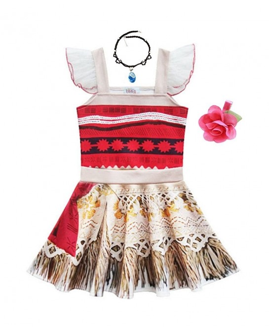 Toddler Little Girls Princess Dress Outfit with Ruffle Sleeve for Moana Cosplay Costume Party Dress up $30.73 Kids' Costumes