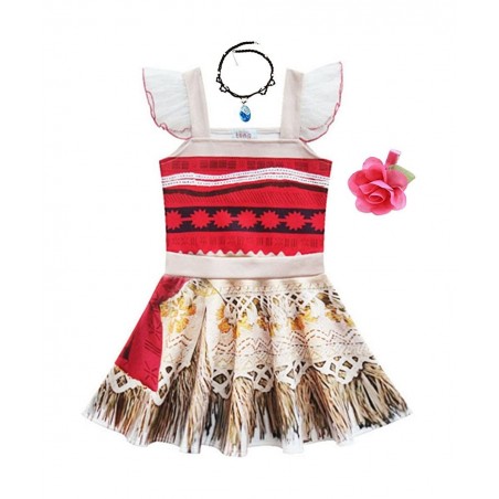 Toddler Little Girls Princess Dress Outfit with Ruffle Sleeve for Moana Cosplay Costume Party Dress up $30.73 Kids' Costumes