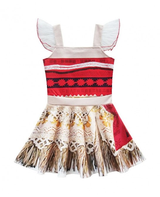 Toddler Little Girls Princess Dress Outfit with Ruffle Sleeve for Moana Cosplay Costume Party Dress up $30.73 Kids' Costumes
