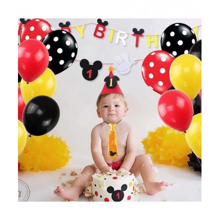 100 Pack Mouses Balloons 12 Inch Latex Balloons Red Black Yellow Polka Dot Balloons Color Balloons Kit for Baby Birthday Baby...