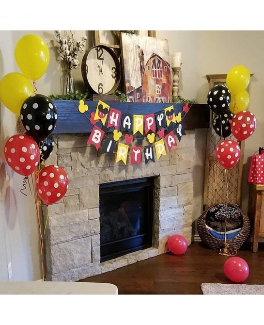 100 Pack Mouses Balloons 12 Inch Latex Balloons Red Black Yellow Polka Dot Balloons Color Balloons Kit for Baby Birthday Baby...