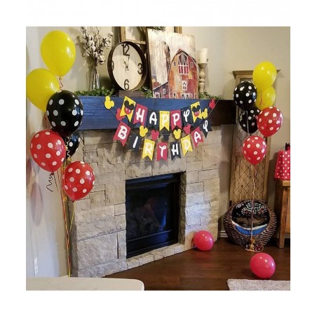 100 Pack Mouses Balloons 12 Inch Latex Balloons Red Black Yellow Polka Dot Balloons Color Balloons Kit for Baby Birthday Baby...