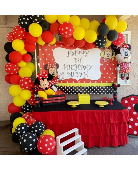 100 Pack Mouses Balloons 12 Inch Latex Balloons Red Black Yellow Polka Dot Balloons Color Balloons Kit for Baby Birthday Baby...