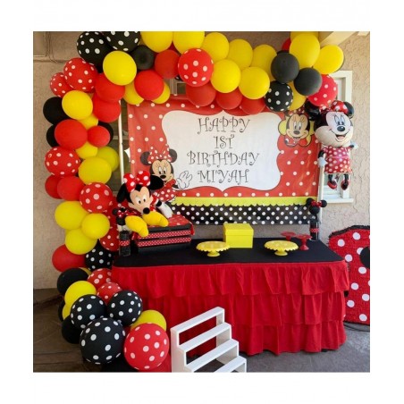 100 Pack Mouses Balloons 12 Inch Latex Balloons Red Black Yellow Polka Dot Balloons Color Balloons Kit for Baby Birthday Baby...