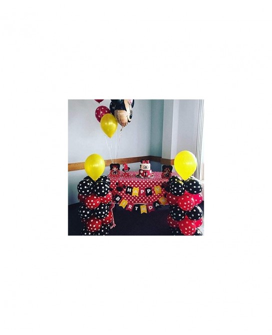 100 Pack Mouses Balloons 12 Inch Latex Balloons Red Black Yellow Polka Dot Balloons Color Balloons Kit for Baby Birthday Baby...