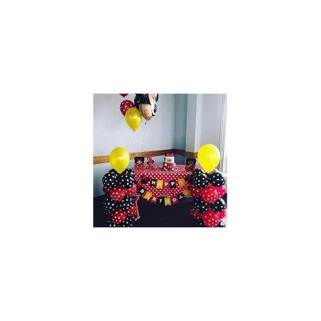 100 Pack Mouses Balloons 12 Inch Latex Balloons Red Black Yellow Polka Dot Balloons Color Balloons Kit for Baby Birthday Baby...